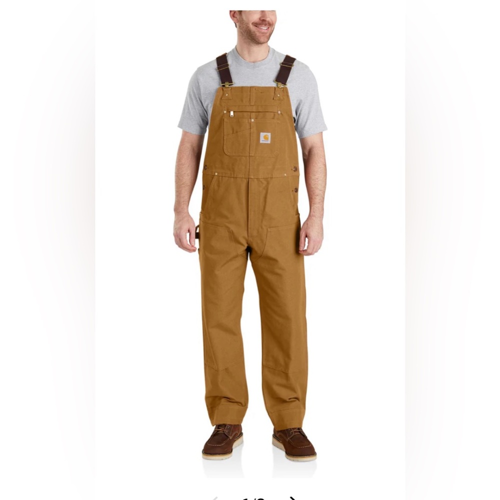Carhartt Men's Relaxed Fit Duck Bib Overall in Carhartt Brown SZ 44 X 32